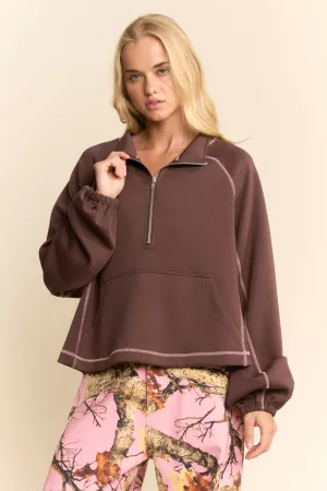 wholesale clothing half zip raglan sweatshirt top davi & dani