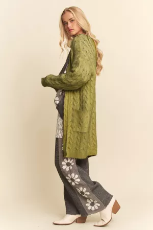 wholesale clothing textures open front cable knit pattern cardigan davi & dani