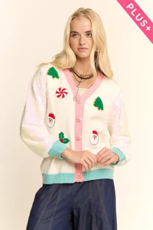 wholesale clothing plus floral christmas trees sequine slv cardigan davi & dani