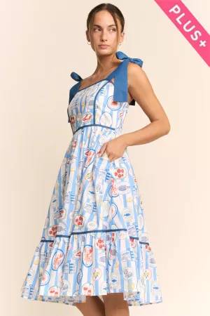 wholesale clothing plus stripe seafood smocking bodice calf dress davi & dani