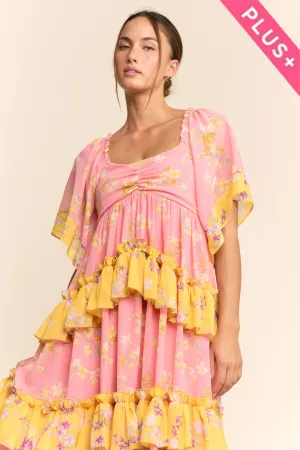 wholesale clothing plus flower mixed print maxi dress davi & dani