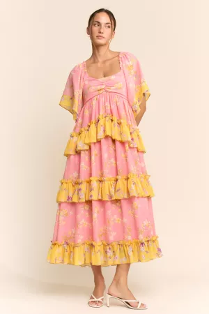 wholesale clothing flower mixed print maxi dress davi & dani