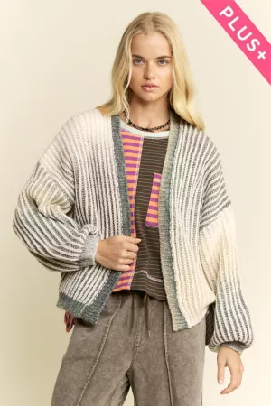 wholesale clothing plus rainbow stripe open cardigan davi & dani