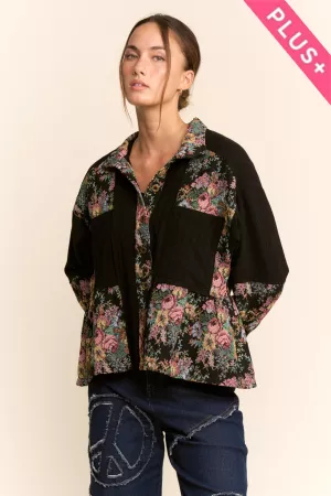 wholesale clothing plus garden blocked button front peplum shirt davi & dani