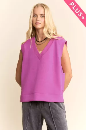 wholesale clothing plus v-neck sleeveless sweatshirt top davi & dani