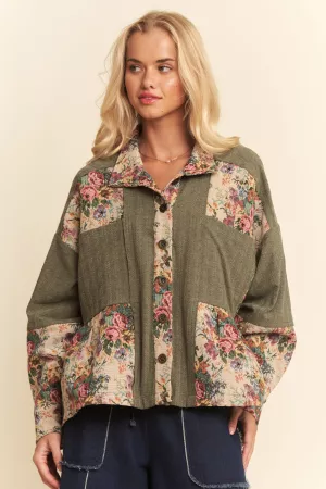 wholesale clothing garden knit blocked button front peplum shirt davi & dani