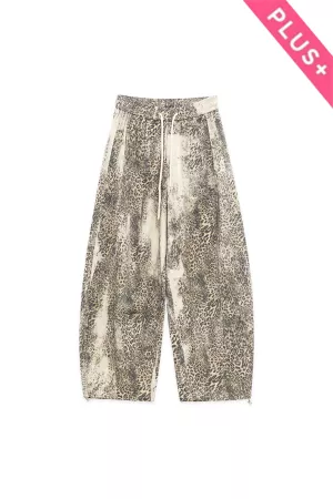 wholesale clothing plus leopard-print wide-leg drawstring-hem pants davi & dani