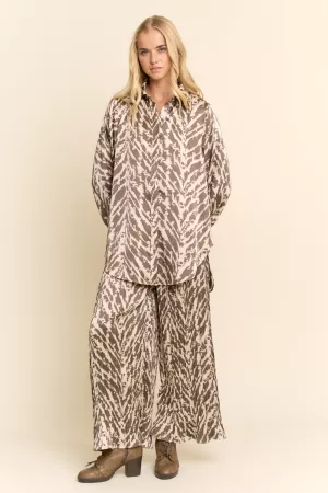 wholesale clothing long-sleevem blouse wide leg pleated pants davi & dani