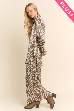 wholesale clothing plus long-sleevem blouse wide leg pleated pants davi & dani