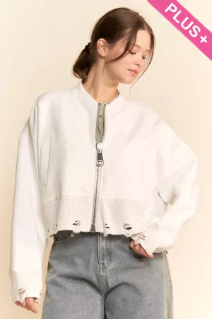 wholesale clothing plus cropped zip up featuring oversized jacket davi & dani