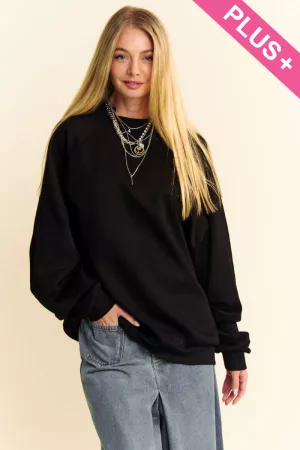 wholesale clothing solid round neck long puff sleeve loose fit top davi & dani