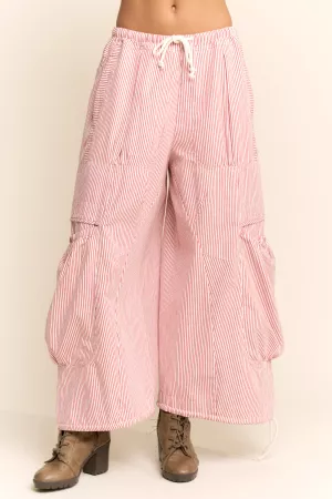 wholesale clothing striped drawstring wide leg barrel pants davi & dani