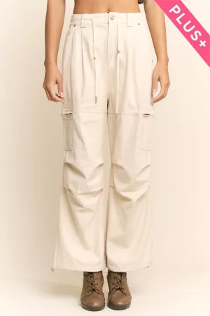 wholesale clothing plus relaxed utility cargo pants with drawstring davi & dani