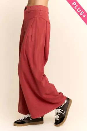 wholesale clothing plus high waisted front slit wide leg denim pants davi & dani