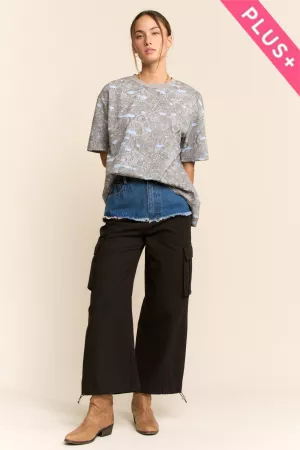 wholesale clothing plus paisley print relaxed tee round neckline top davi & dani