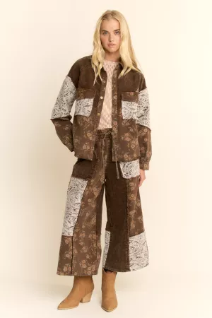 wholesale clothing washe floral button front shirt jacket shacket davi & dani