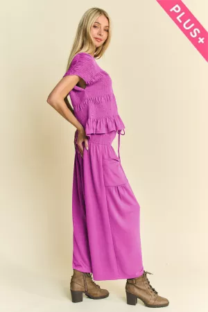 wholesale clothing plus ruffle cap sleeve top and waistband pants set davi & dani