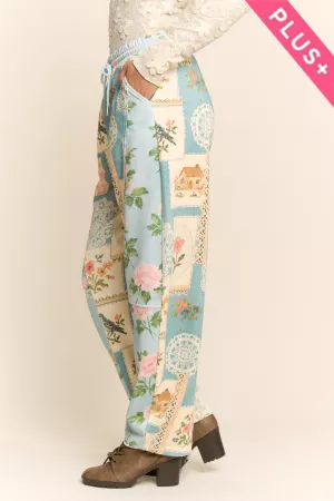 wholesale clothing plus vintage floral patchwork drawstring pants davi & dani