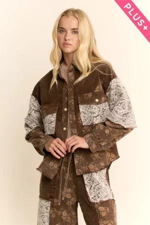 wholesale clothing plus washe button front shirt jacket shacket davi & dani