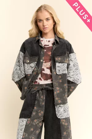 wholesale clothing plus washe button front shirt jacket shacket davi & dani