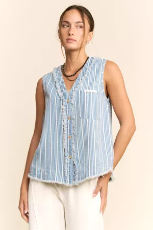 wholesale clothing v neck denim vest davi & dani