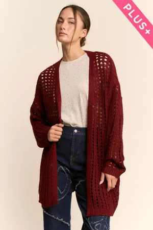 wholesale clothing plus open knit crochet open front cardigan davi & dani