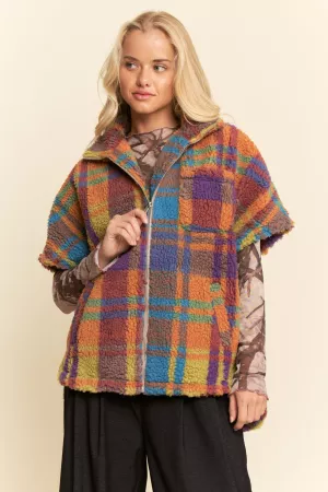 wholesale clothing fur zip-up vest with a checkered texture davi & dani