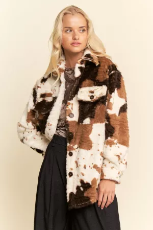 wholesale clothing cowhide faux fur highlights pockets shacket davi & dani