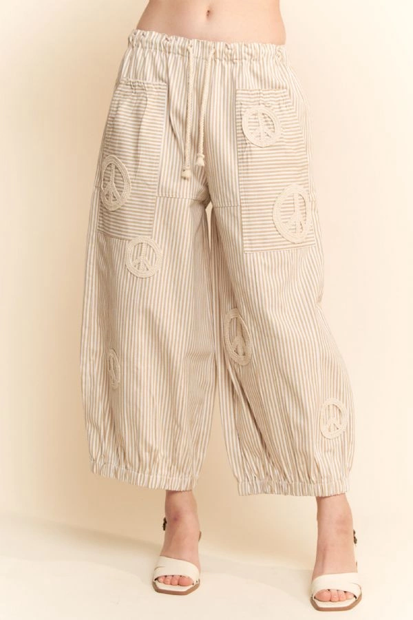 wholesale clothing peace sign pinstripe palazzo pants davi & dani