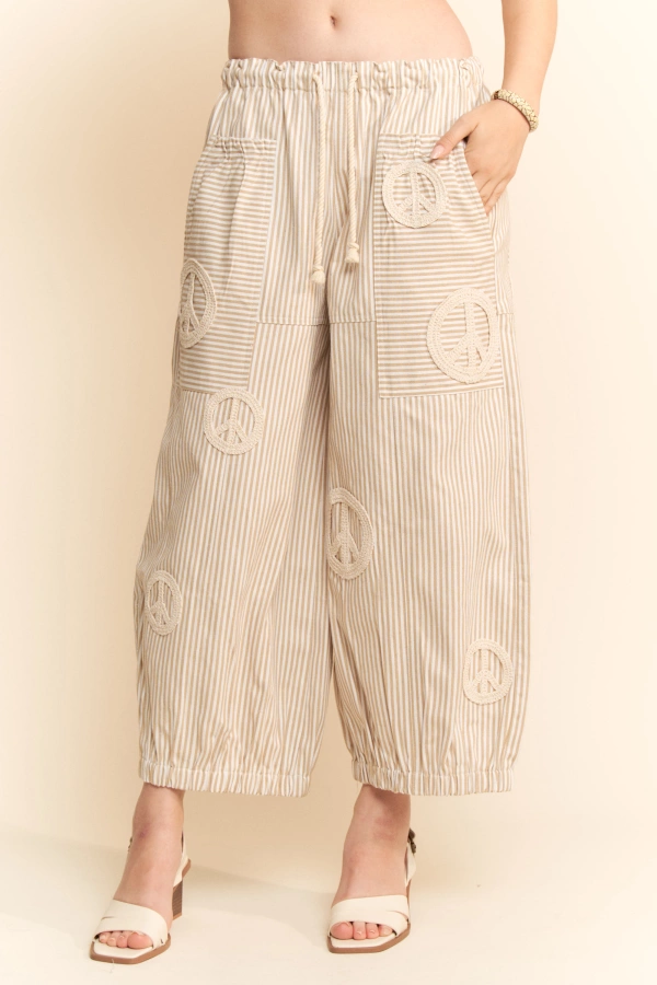 wholesale clothing peace sign pinstripe palazzo pants davi & dani