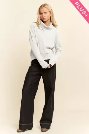 wholesale clothing plus turtle neck side slit sweatshirts davi & dani