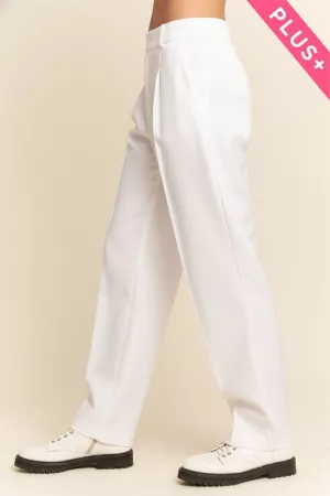 wholesale clothing plus woman straight fit high waist wide leg pocket trousers davi & dani