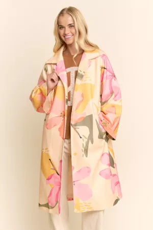 wholesale clothing bold floral print relaxed fit coat davi & dani