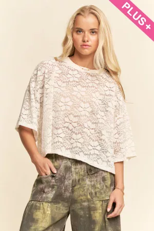 wholesale clothing plus boxy floral lace knit top davi & dani