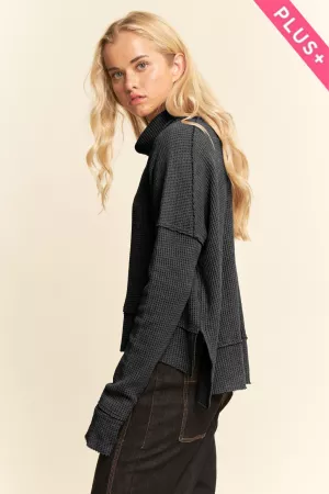 wholesale clothing plus turtle neck side slit sweatshirts davi & dani