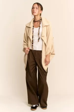 wholesale clothing open front knit jacket long voluminous sleeves davi & dani