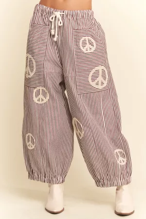 wholesale clothing peace sign pinstripe palazzo pants davi & dani