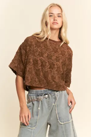 wholesale clothing boxy floral lace knit top davi & dani