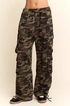 wholesale clothing camouflage french terry cargo pockets pants davi & dani