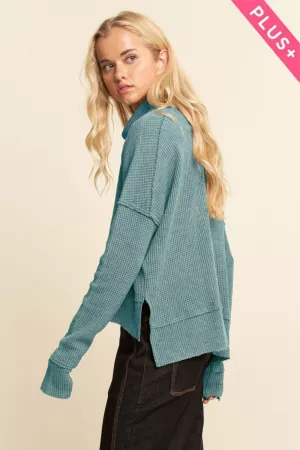 wholesale clothing plus turtle neck side slit sweatshirts davi & dani