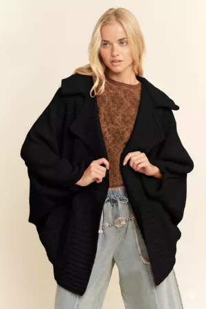 wholesale clothing open front knit jacket long voluminous sleeves davi & dani