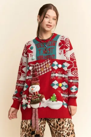 wholesale clothing christmas ugly sweater with 3d snowman decor davi & dani