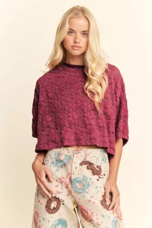 wholesale clothing boxy floral lace knit top davi & dani