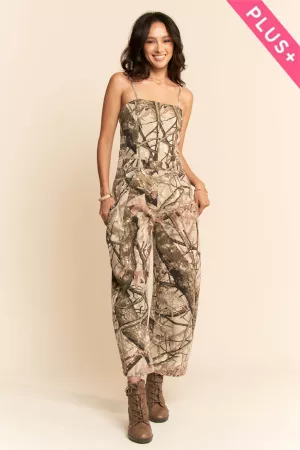 wholesale clothing plus pocket print jumpsuit with open back davi & dani