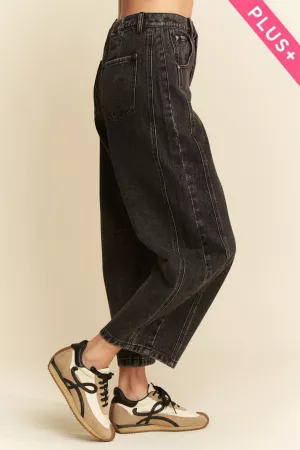 wholesale clothing plus patch pocket wide leg denim barrel pants davi & dani