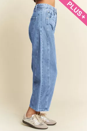 wholesale clothing plus patch pocket wide leg denim barrel pants davi & dani