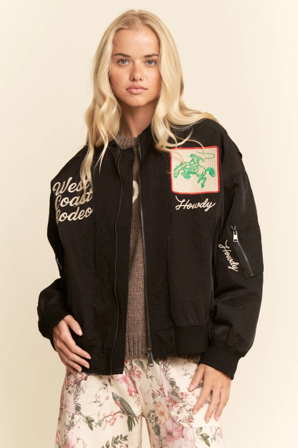 wholesale clothing west coast rodeo embroidered bomber jacket davi & dani