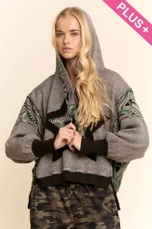 wholesale clothing plus heavy waffle star drop shoulder hoodie top davi & dani