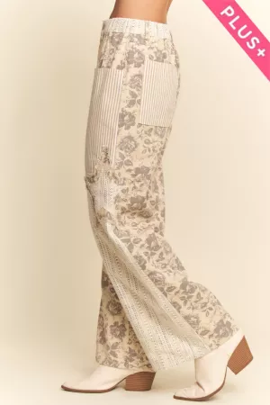 wholesale clothing plus floral star patch detail washed pants davi & dani