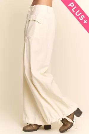 wholesale clothing plus wide leg utility denim pants davi & dani